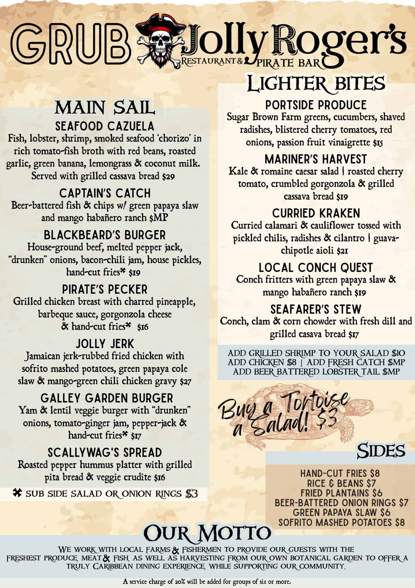Jolly Roger's Menu — page 1